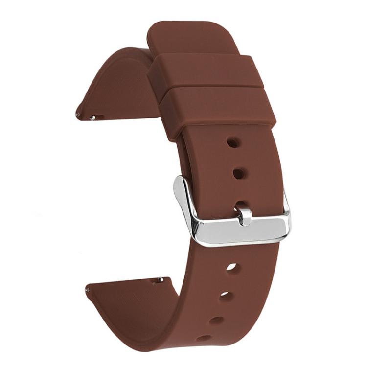 Cinturino per orologio impermeabile in silicone tinta unita con fibbia ad ardiglione in acciaio inossidabile color argento., 16mm
