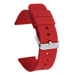 Cinturino per orologio impermeabile in silicone tinta unita con fibbia ad ardiglione in acciaio inossidabile color argento., 18mm