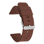 Cinturino per orologio impermeabile in silicone tinta unita con fibbia ad ardiglione in acciaio inossidabile color argento., 20mm