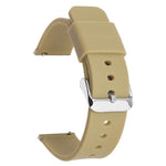 Cinturino per orologio impermeabile in silicone tinta unita con fibbia ad ardiglione in acciaio inossidabile color argento., 21mm