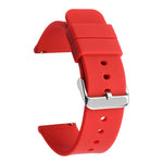 Cinturino per orologio impermeabile in silicone tinta unita con fibbia ad ardiglione in acciaio inossidabile color argento., 22mm