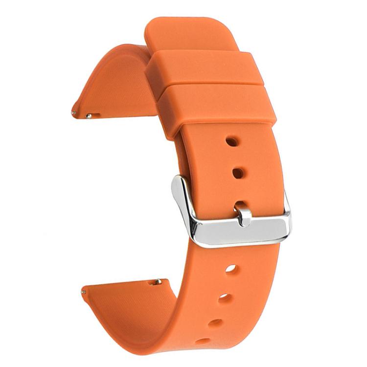 Cinturino per orologio impermeabile in silicone tinta unita con fibbia ad ardiglione in acciaio inossidabile color argento., 22mm