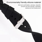 Cinturino per orologio impermeabile in silicone tinta unita con fibbia ad ardiglione in acciaio inossidabile color argento., 20mm