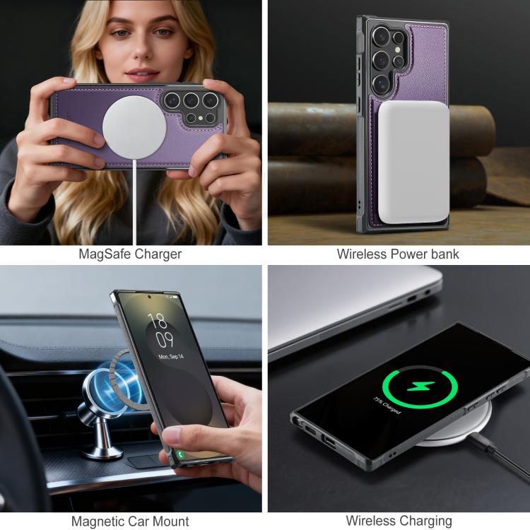 Custodia per telefono in pelle JEEHOOD J10 con porta carte a ribalta, MagSafe Split RFID., For Samsung Galaxy S25 Ultra 5G, For Samsung Galaxy S24 FE 5G, For Samsung Galaxy S24 Ultra 5G, For Samsung Galaxy S24+ 5G