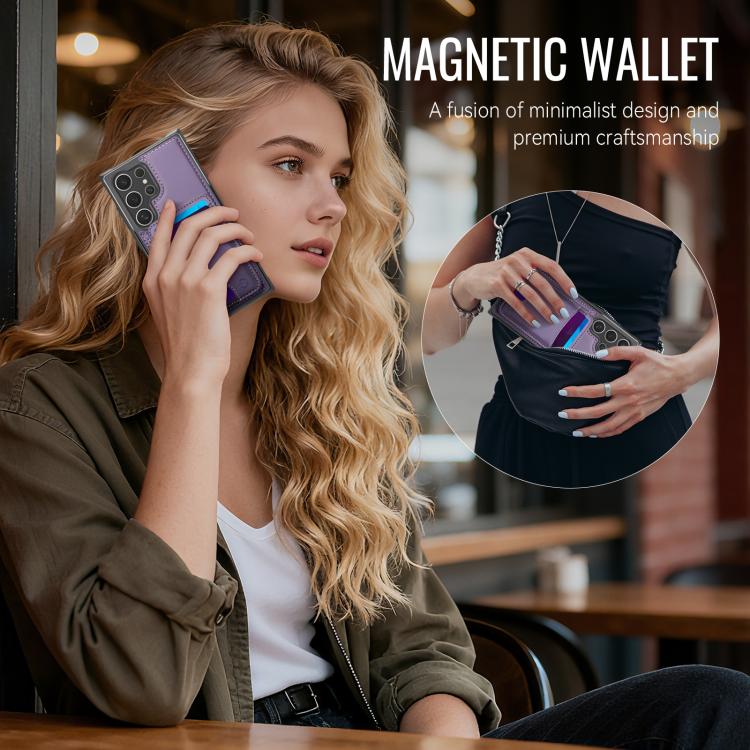 Custodia per telefono in pelle JEEHOOD J10 con porta carte a ribalta, MagSafe Split RFID., For Samsung Galaxy S25 Ultra 5G, For Samsung Galaxy S24 FE 5G, For Samsung Galaxy S24 Ultra 5G, For Samsung Galaxy S24+ 5G