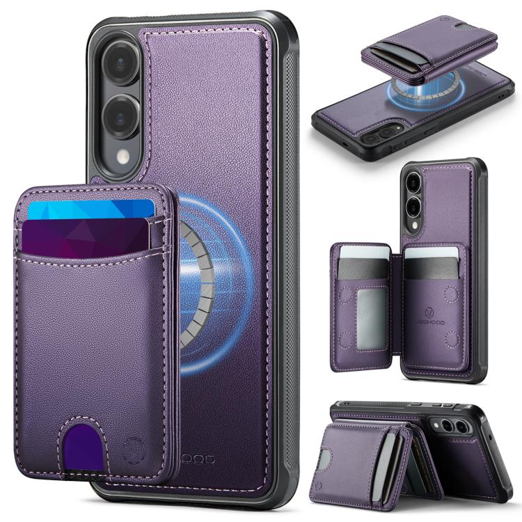 Custodia per telefono in pelle JEEHOOD J10 con porta carte a ribalta, MagSafe Split RFID., For Galaxy S25 FE 5G, For Samsung Galaxy S25 Edge 5G, For Samsung Galaxy S25 5G, For Samsung Galaxy S25+ 5G