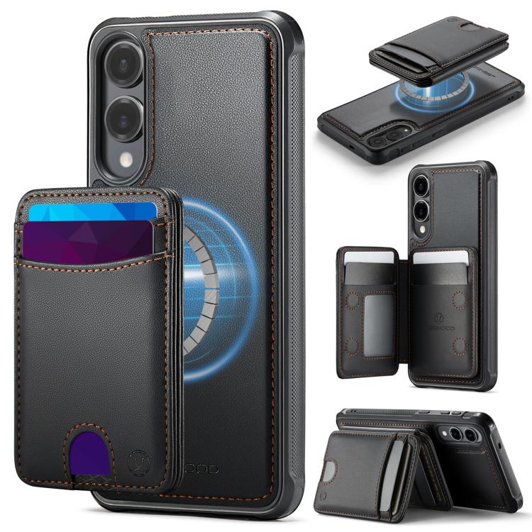 Custodia per telefono in pelle JEEHOOD J10 con porta carte a ribalta, MagSafe Split RFID., For Galaxy S25 FE 5G, For Samsung Galaxy S25 Edge 5G, For Samsung Galaxy S25 5G, For Samsung Galaxy S25+ 5G