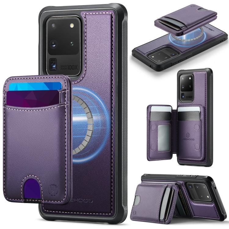 Custodia per telefono in pelle JEEHOOD J10 con porta carte a ribalta, MagSafe Split RFID., For Samsung Galaxy S22 5G, For Samsung Galaxy S21 FE 5G, For Samsung Galaxy S20 Ultra 5G, For Samsung Galaxy S20+ 5G