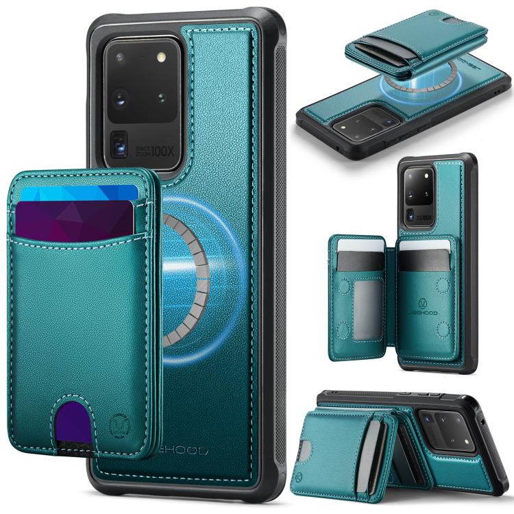 Custodia per telefono in pelle JEEHOOD J10 con porta carte a ribalta, MagSafe Split RFID., For Samsung Galaxy S22 5G, For Samsung Galaxy S21 FE 5G, For Samsung Galaxy S20 Ultra 5G, For Samsung Galaxy S20+ 5G