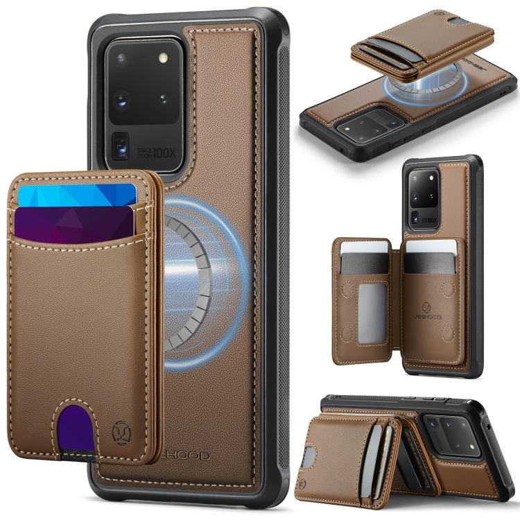 Custodia per telefono in pelle JEEHOOD J10 con porta carte a ribalta, MagSafe Split RFID., For Samsung Galaxy S22 5G, For Samsung Galaxy S21 FE 5G, For Samsung Galaxy S20 Ultra 5G, For Samsung Galaxy S20+ 5G