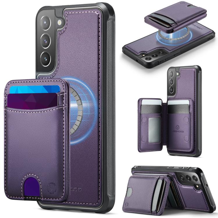 Custodia per telefono in pelle JEEHOOD J10 con porta carte a ribalta, MagSafe Split RFID., For Samsung Galaxy S22 5G, For Samsung Galaxy S21 FE 5G, For Samsung Galaxy S20 Ultra 5G, For Samsung Galaxy S20+ 5G
