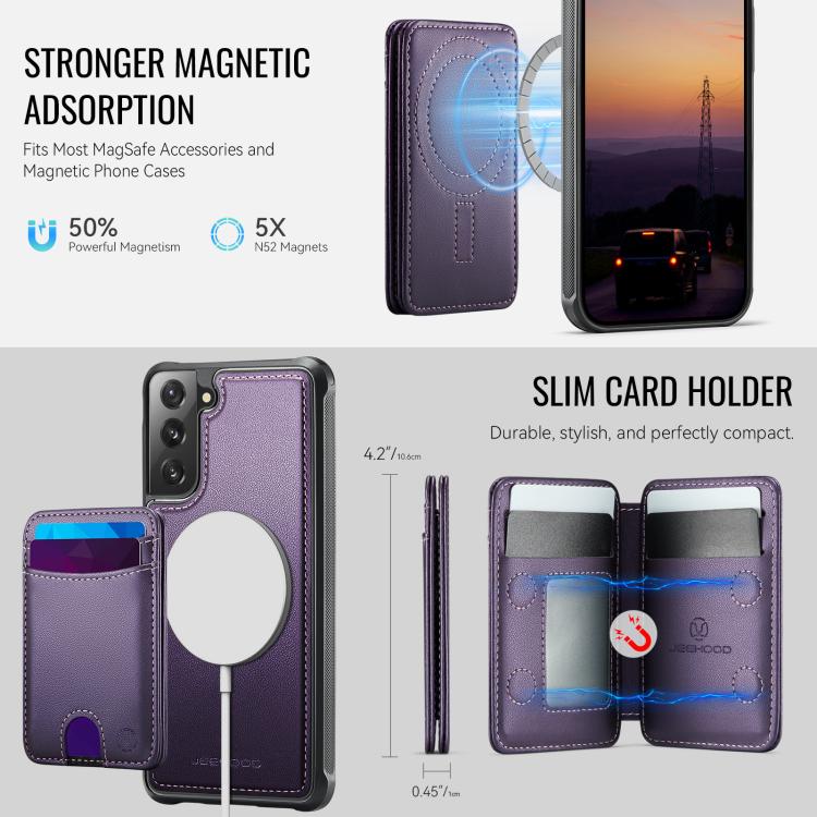 Custodia per telefono in pelle JEEHOOD J10 con porta carte a ribalta, MagSafe Split RFID., For Samsung Galaxy S22 5G, For Samsung Galaxy S21 FE 5G, For Samsung Galaxy S20 Ultra 5G, For Samsung Galaxy S20+ 5G