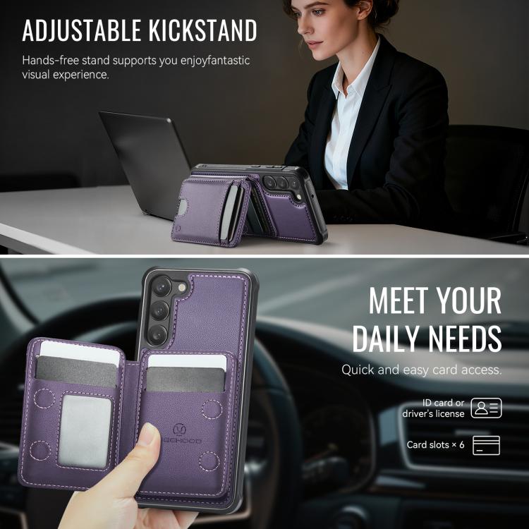 Custodia per telefono in pelle JEEHOOD J10 con porta carte a ribalta, MagSafe Split RFID., For Samsung Galaxy S23 5G, For Samsung Galaxy S20 FE, For Samsung Galaxy S22 Ultra 5G, For Samsung Galaxy S22+ 5G