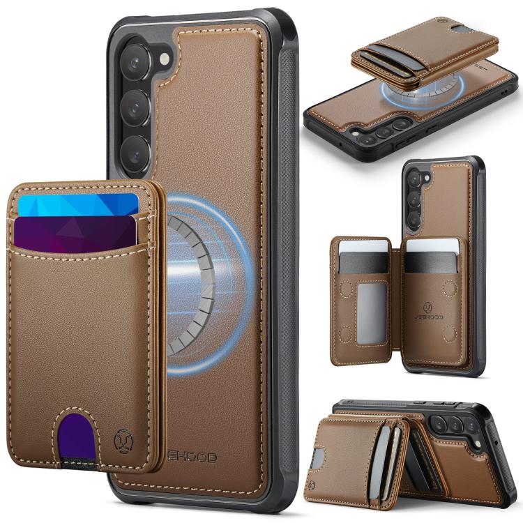 Custodia per telefono in pelle JEEHOOD J10 con porta carte a ribalta, MagSafe Split RFID., For Samsung Galaxy S24 5G, For Samsung Galaxy S23 FE 5G, For Samsung Galaxy S23 Ultra 5G, For Samsung Galaxy S23+ 5G