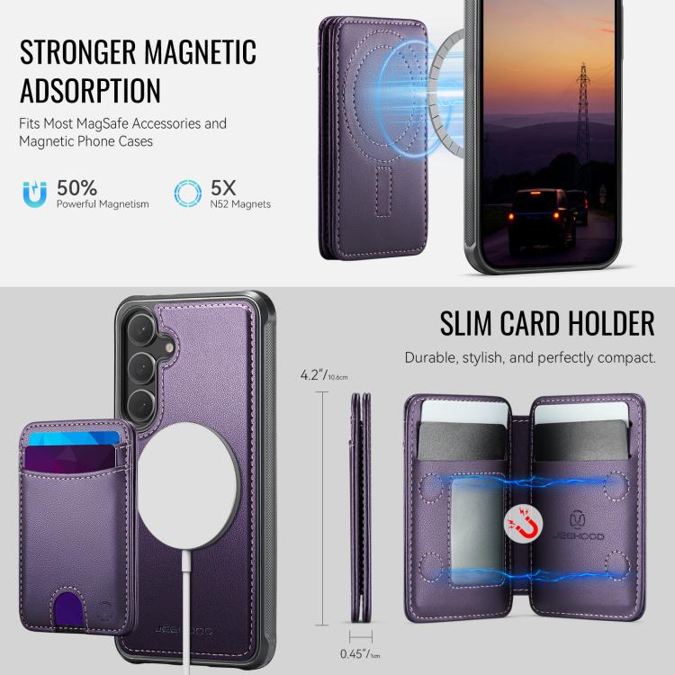 Custodia per telefono in pelle JEEHOOD J10 con porta carte a ribalta, MagSafe Split RFID., For Samsung Galaxy S24 5G, For Samsung Galaxy S23 FE 5G, For Samsung Galaxy S23 Ultra 5G, For Samsung Galaxy S23+ 5G