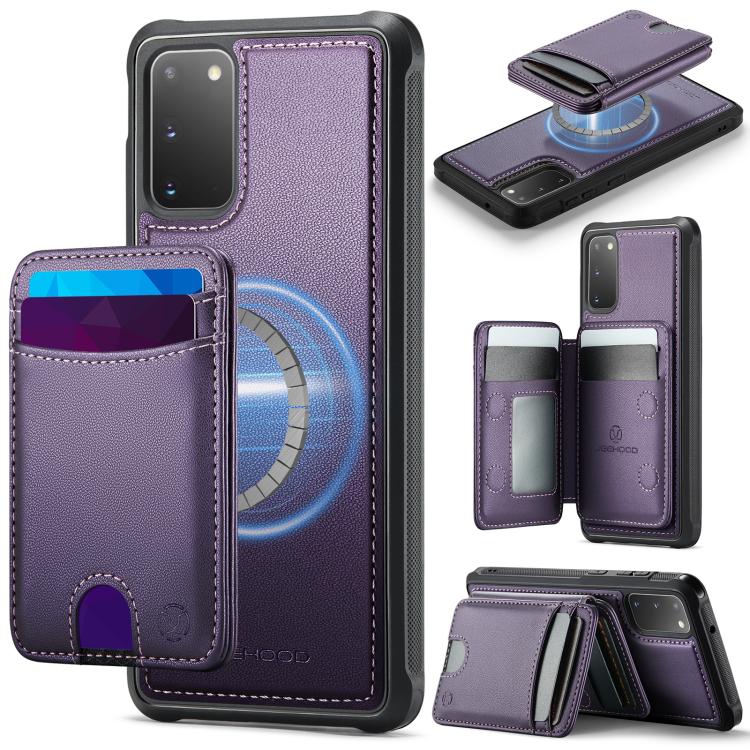 Custodia per telefono in pelle JEEHOOD J10 con porta carte a ribalta, MagSafe Split RFID., For Samsung Galaxy S20
