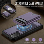 Custodia per telefono in pelle JEEHOOD J10 con porta carte a ribalta, MagSafe Split RFID., For Samsung Galaxy S20