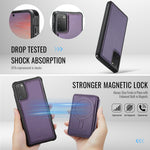 Custodia per telefono in pelle JEEHOOD J10 con porta carte a ribalta, MagSafe Split RFID., For Samsung Galaxy S20