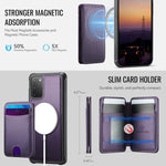 Custodia per telefono in pelle JEEHOOD J10 con porta carte a ribalta, MagSafe Split RFID., For Samsung Galaxy S20