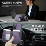 Custodia per telefono in pelle JEEHOOD J10 con porta carte a ribalta, MagSafe Split RFID., For Samsung Galaxy S20