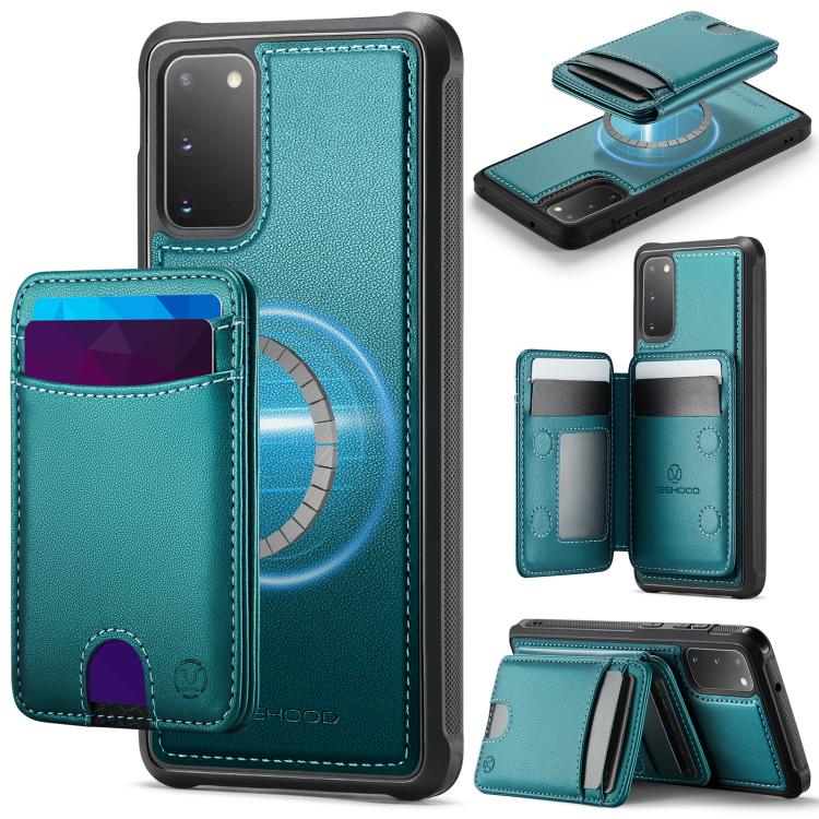 Custodia per telefono in pelle JEEHOOD J10 con porta carte a ribalta, MagSafe Split RFID., For Samsung Galaxy S20