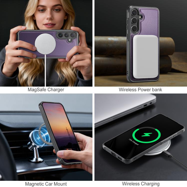 Custodia per telefono in pelle JEEHOOD J10 con porta carte a ribalta, MagSafe Split RFID., For Galaxy S26 FE 5G, For Samsung Galaxy S26+ 5G, For Samsung Galaxy S26 Ultra 5G, For Samsung Galaxy S26 5G