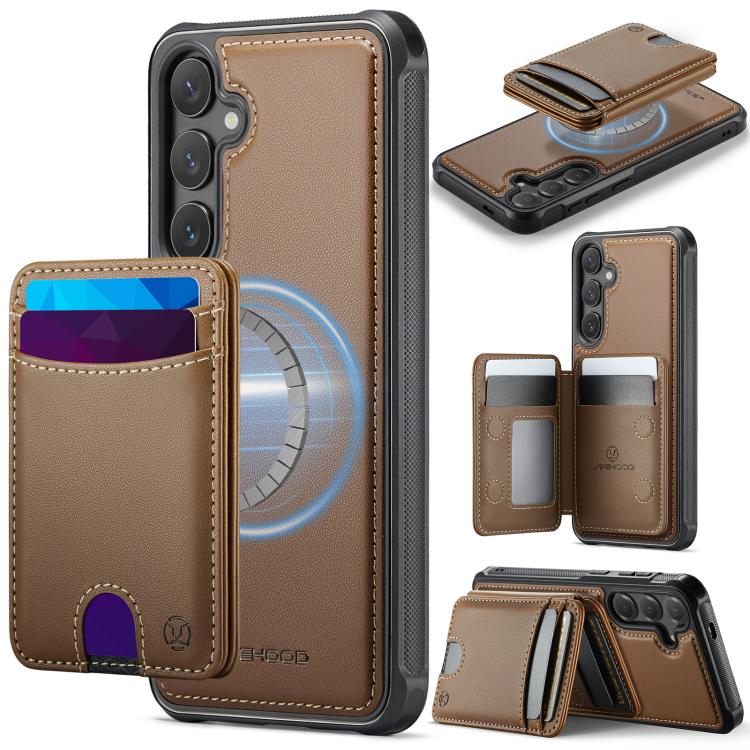 Custodia per telefono in pelle JEEHOOD J10 con porta carte a ribalta, MagSafe Split RFID., For Galaxy S26 FE 5G, For Samsung Galaxy S26+ 5G, For Samsung Galaxy S26 Ultra 5G, For Samsung Galaxy S26 5G