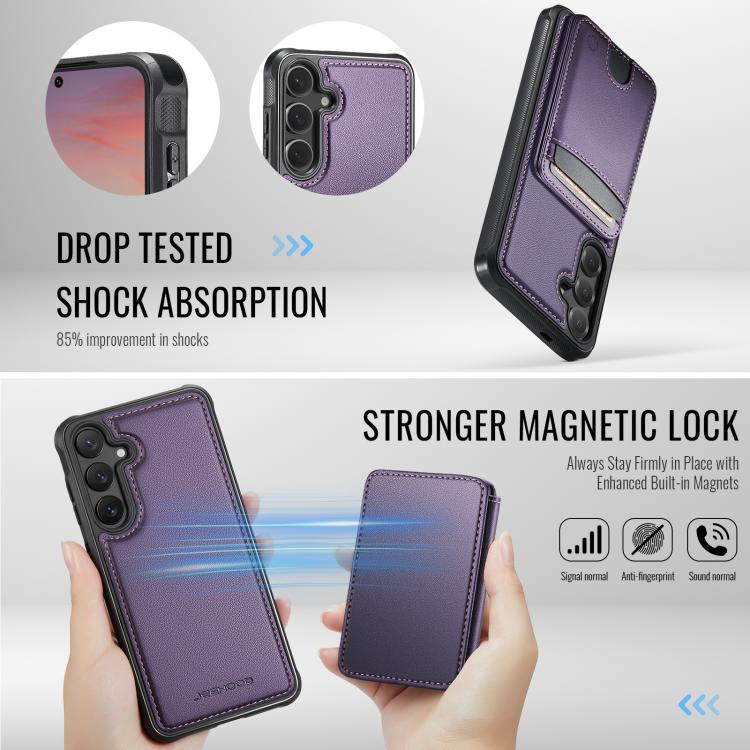 Custodia per telefono in pelle JEEHOOD J10 con porta carte a ribalta, MagSafe Split RFID., For Galaxy S25 FE 5G, For Samsung Galaxy S25 Edge 5G, For Samsung Galaxy S25 5G, For Samsung Galaxy S25+ 5G