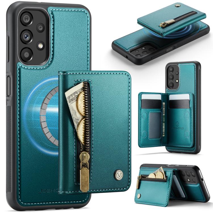 JEEHOOD J12 Esclusiva custodia per telefono con cerniera, protezione RFID e MagSafe, porta carte., For Samsung Galaxy A23 4G / 5G, For Samsung Galaxy A34 5G, For Samsung Galaxy A54 5G, For Samsung Galaxy A13 4G / 5G / A04s