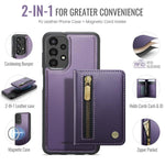 JEEHOOD J12 Esclusiva custodia per telefono con cerniera, protezione RFID e MagSafe, porta carte., For Samsung Galaxy A23 4G / 5G, For Samsung Galaxy A34 5G, For Samsung Galaxy A54 5G, For Samsung Galaxy A13 4G / 5G / A04s
