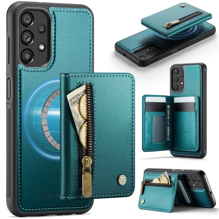 JEEHOOD J12 Esclusiva custodia per telefono con cerniera, protezione RFID e MagSafe, porta carte., For Samsung Galaxy A23 4G / 5G, For Samsung Galaxy A34 5G, For Samsung Galaxy A54 5G, For Samsung Galaxy A13 4G / 5G / A04s