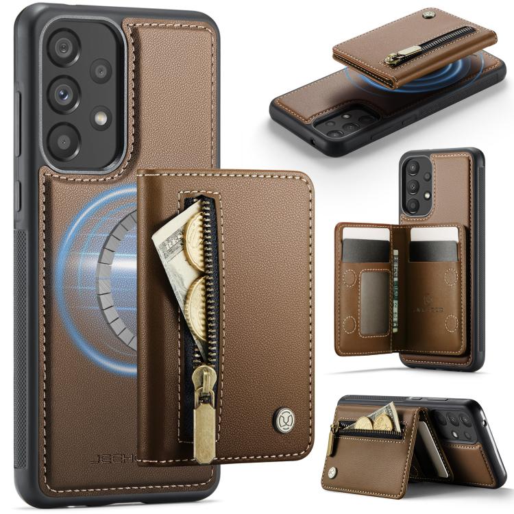 JEEHOOD J12 Esclusiva custodia per telefono con cerniera, protezione RFID e MagSafe, porta carte., For Samsung Galaxy A53 5G, For Samsung Galaxy A33 5G, For Samsung Galaxy A52 4G / 5G / A52s 5G, For Samsung Galaxy A51 4G