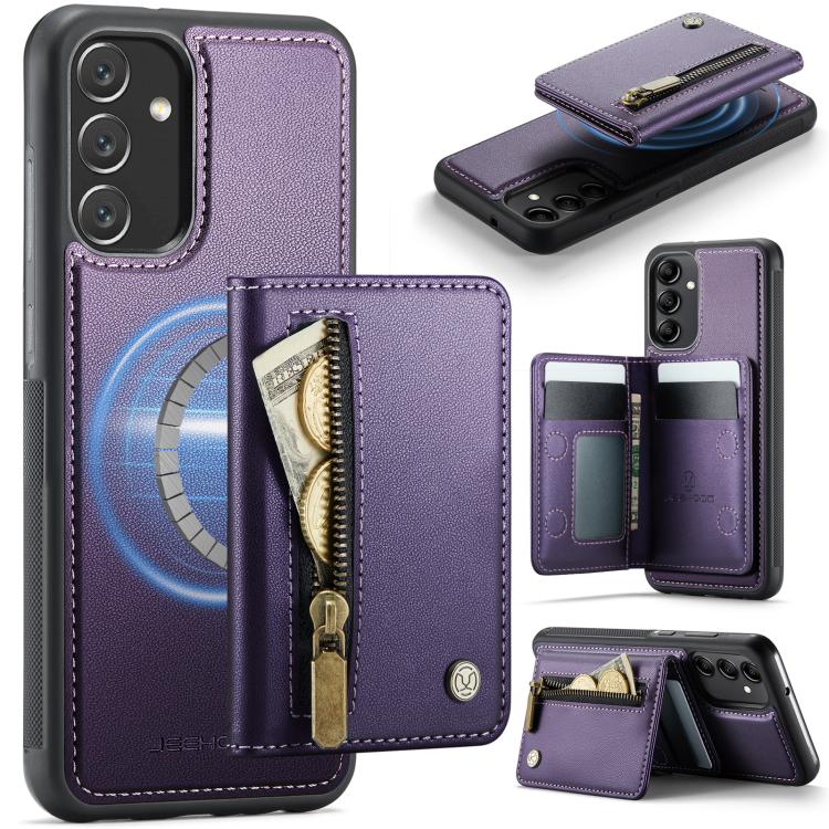 JEEHOOD J12 Esclusiva custodia per telefono con cerniera, protezione RFID e MagSafe, porta carte., For Samsung Galaxy A23 4G / 5G, For Samsung Galaxy A34 5G, For Samsung Galaxy A54 5G, For Samsung Galaxy A13 4G / 5G / A04s