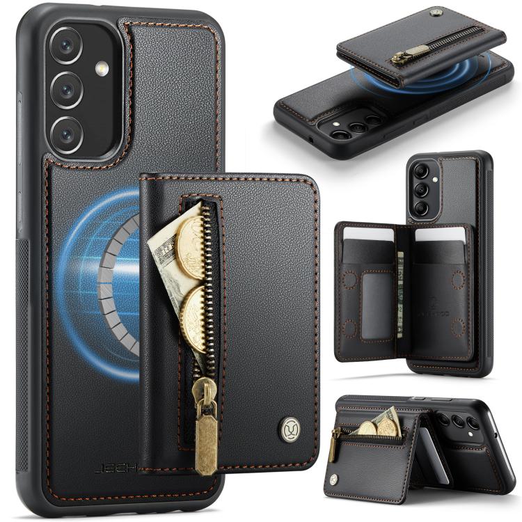 JEEHOOD J12 Esclusiva custodia per telefono con cerniera, protezione RFID e MagSafe, porta carte., For Samsung Galaxy A23 4G / 5G, For Samsung Galaxy A34 5G, For Samsung Galaxy A54 5G, For Samsung Galaxy A13 4G / 5G / A04s