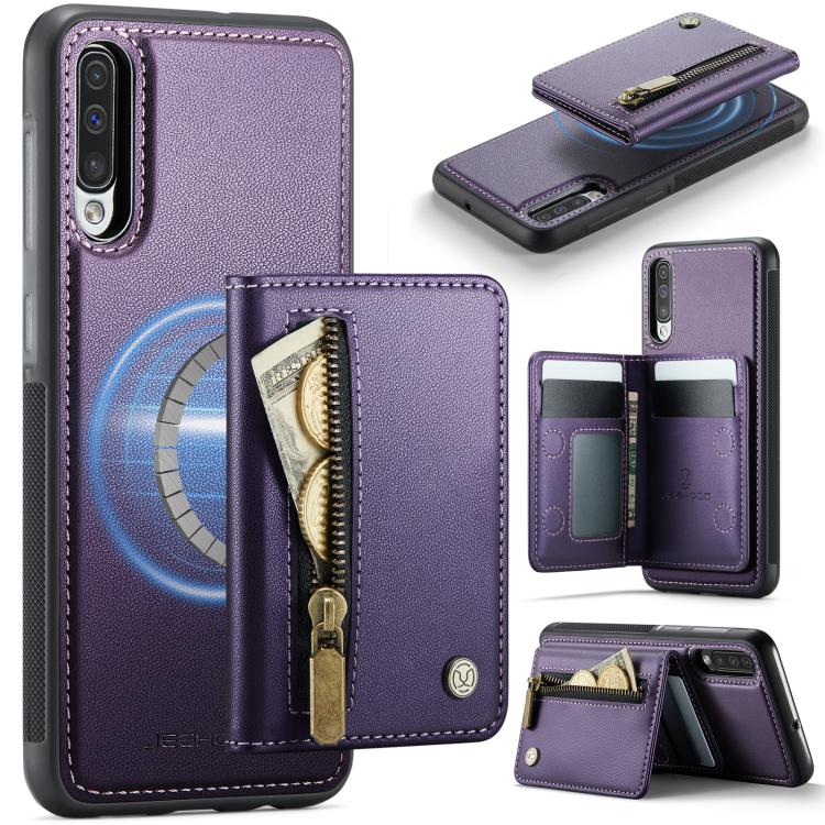 JEEHOOD J12 Esclusiva custodia per telefono con cerniera, protezione RFID e MagSafe, porta carte., For Samsung Galaxy A50
