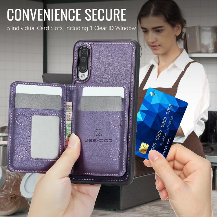 JEEHOOD J12 Esclusiva custodia per telefono con cerniera, protezione RFID e MagSafe, porta carte., For Samsung Galaxy A50