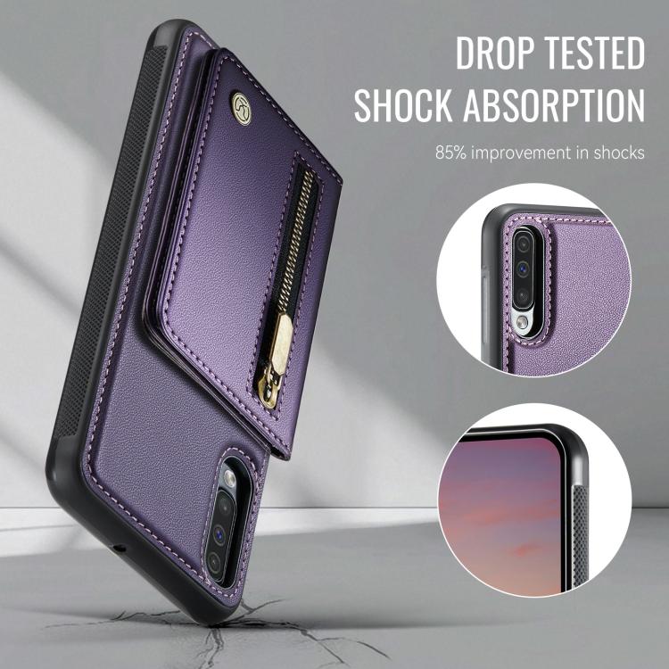 JEEHOOD J12 Esclusiva custodia per telefono con cerniera, protezione RFID e MagSafe, porta carte., For Samsung Galaxy A50