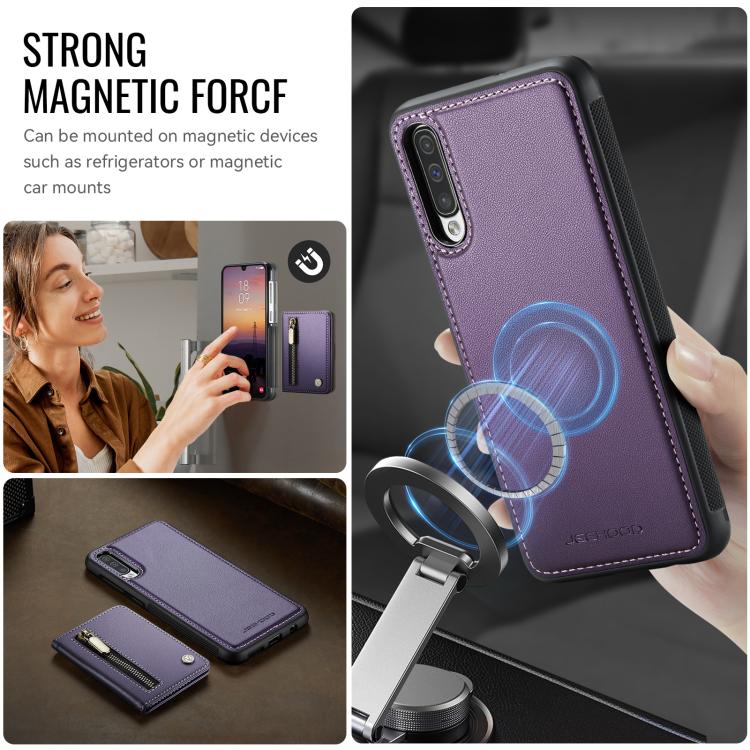 JEEHOOD J12 Esclusiva custodia per telefono con cerniera, protezione RFID e MagSafe, porta carte., For Samsung Galaxy A50