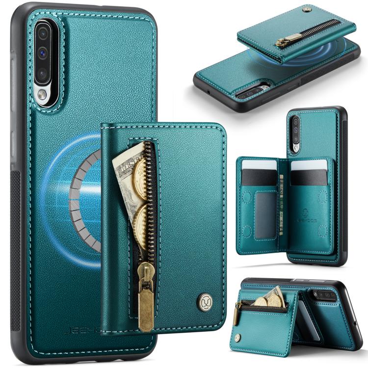 JEEHOOD J12 Esclusiva custodia per telefono con cerniera, protezione RFID e MagSafe, porta carte., For Samsung Galaxy A50