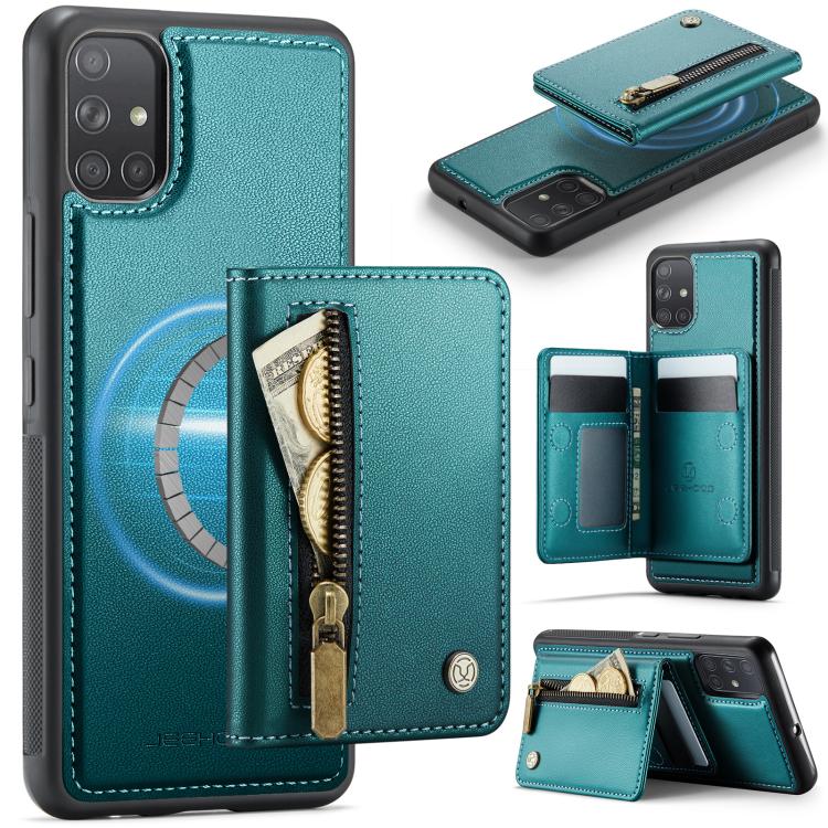JEEHOOD J12 Esclusiva custodia per telefono con cerniera, protezione RFID e MagSafe, porta carte., For Samsung Galaxy A53 5G, For Samsung Galaxy A33 5G, For Samsung Galaxy A52 4G / 5G / A52s 5G, For Samsung Galaxy A51 4G
