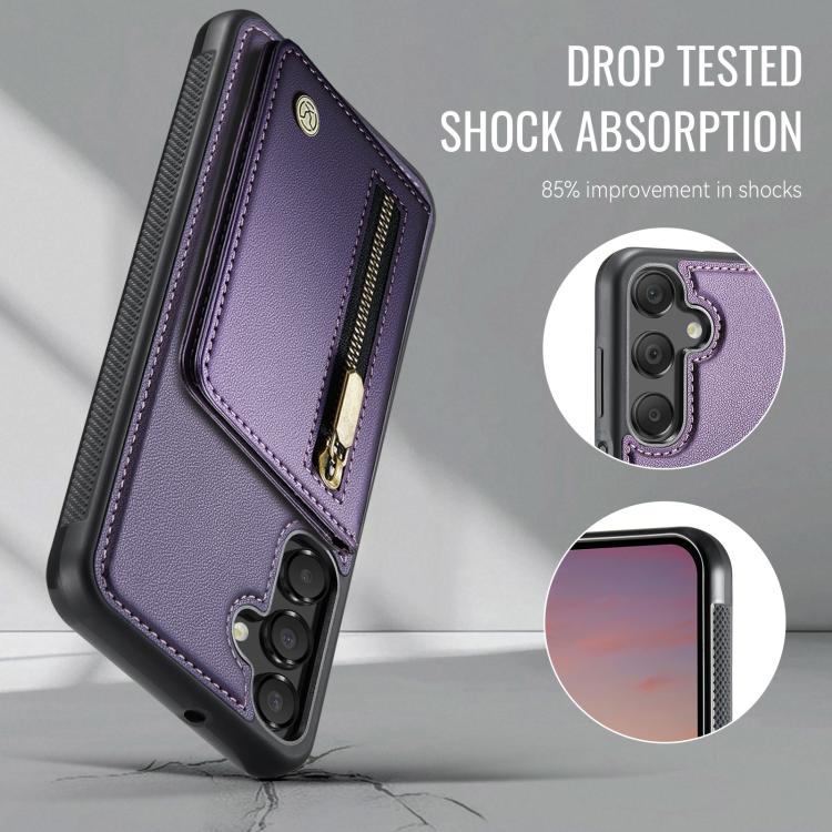 JEEHOOD J12 Esclusiva custodia per telefono con cerniera, protezione RFID e MagSafe, porta carte., For Samsung Galaxy A16 5G / 4G, For Samsung Galaxy A15 4G / 5G, For Samsung Galaxy A55 5G, For Samsung Galaxy A35 5G