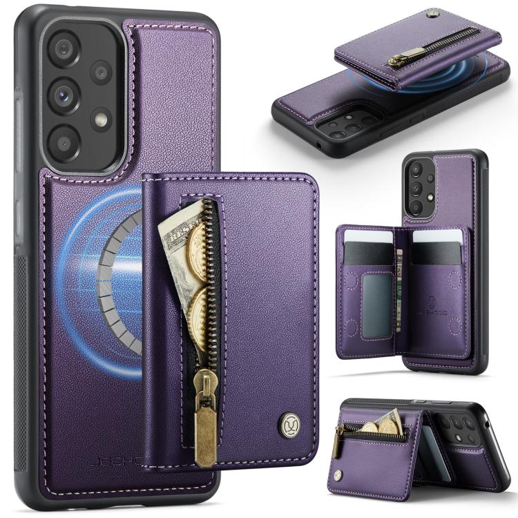 JEEHOOD J12 Esclusiva custodia per telefono con cerniera, protezione RFID e MagSafe, porta carte., For Samsung Galaxy A53 5G, For Samsung Galaxy A33 5G, For Samsung Galaxy A52 4G / 5G / A52s 5G, For Samsung Galaxy A51 4G