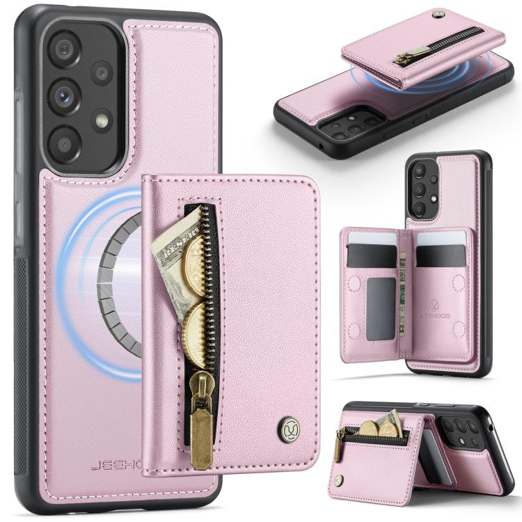 JEEHOOD J12 Esclusiva custodia per telefono con cerniera, protezione RFID e MagSafe, porta carte., For Samsung Galaxy A53 5G, For Samsung Galaxy A33 5G, For Samsung Galaxy A52 4G / 5G / A52s 5G, For Samsung Galaxy A51 4G