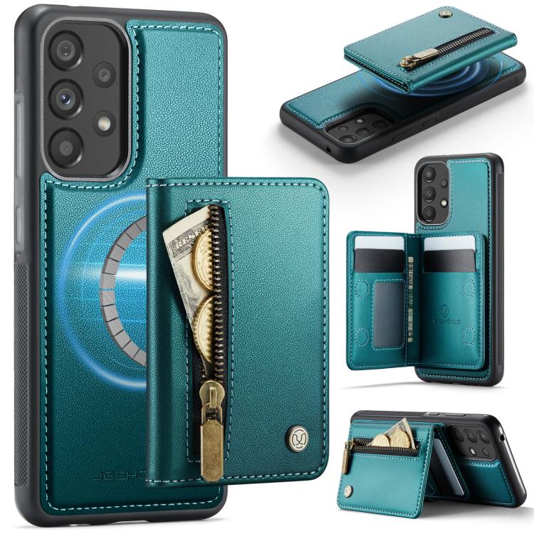 JEEHOOD J12 Esclusiva custodia per telefono con cerniera, protezione RFID e MagSafe, porta carte., For Samsung Galaxy A53 5G, For Samsung Galaxy A33 5G, For Samsung Galaxy A52 4G / 5G / A52s 5G, For Samsung Galaxy A51 4G