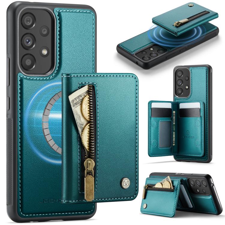 JEEHOOD J12 Esclusiva custodia per telefono con cerniera, protezione RFID e MagSafe, porta carte., For Samsung Galaxy A53 5G, For Samsung Galaxy A33 5G, For Samsung Galaxy A52 4G / 5G / A52s 5G, For Samsung Galaxy A51 4G