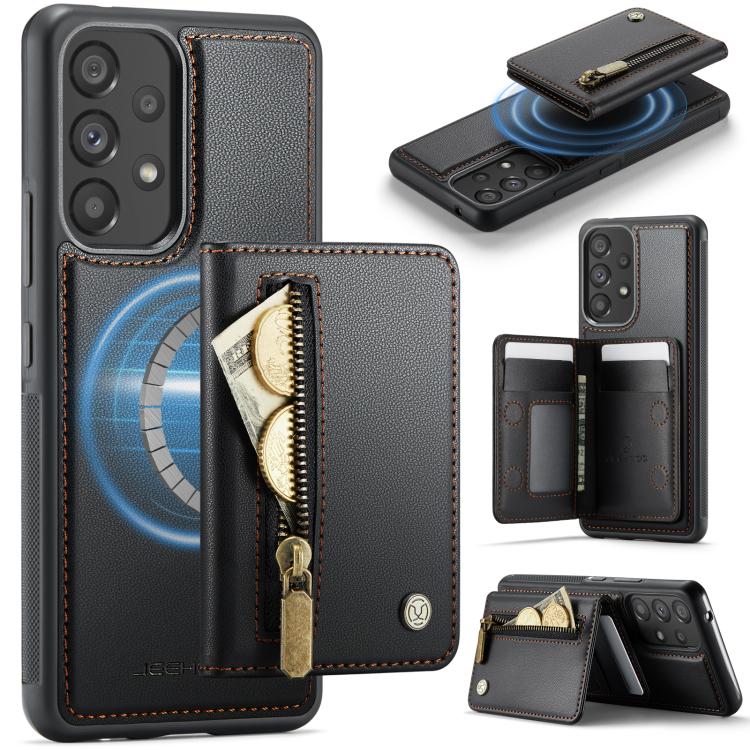 JEEHOOD J12 Esclusiva custodia per telefono con cerniera, protezione RFID e MagSafe, porta carte., For Samsung Galaxy A53 5G, For Samsung Galaxy A33 5G, For Samsung Galaxy A52 4G / 5G / A52s 5G, For Samsung Galaxy A51 4G