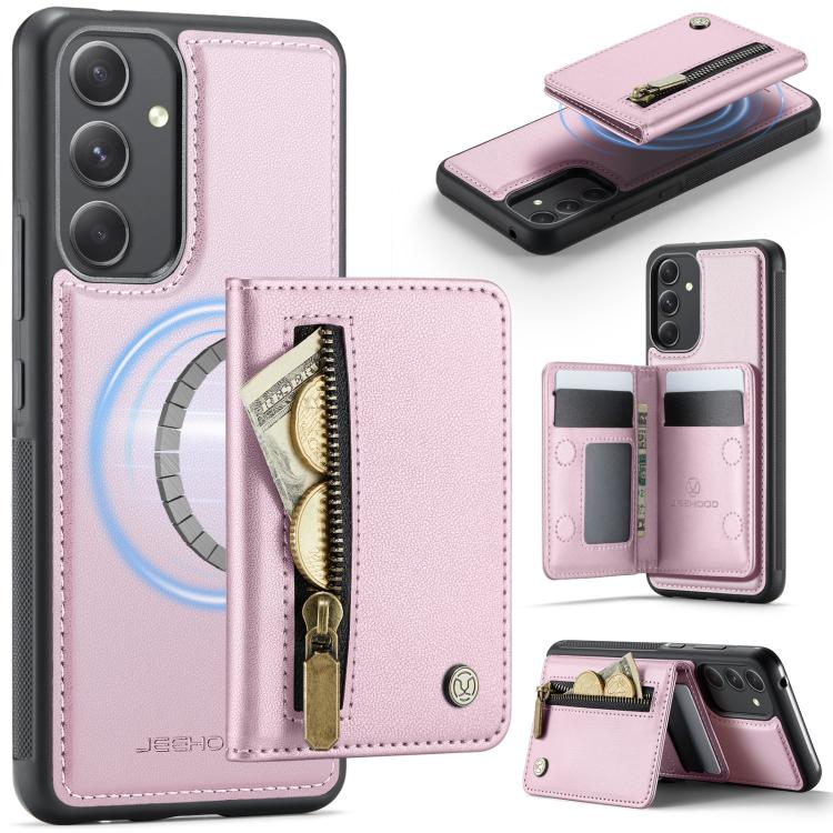 JEEHOOD J12 Esclusiva custodia per telefono con cerniera, protezione RFID e MagSafe, porta carte., For Samsung Galaxy A23 4G / 5G, For Samsung Galaxy A34 5G, For Samsung Galaxy A54 5G, For Samsung Galaxy A13 4G / 5G / A04s