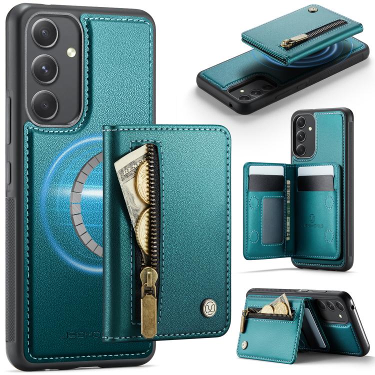 JEEHOOD J12 Esclusiva custodia per telefono con cerniera, protezione RFID e MagSafe, porta carte., For Samsung Galaxy A23 4G / 5G, For Samsung Galaxy A34 5G, For Samsung Galaxy A54 5G, For Samsung Galaxy A13 4G / 5G / A04s