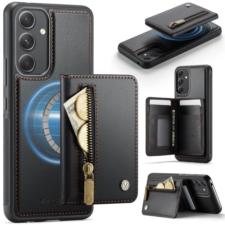 JEEHOOD J12 Esclusiva custodia per telefono con cerniera, protezione RFID e MagSafe, porta carte., For Samsung Galaxy A23 4G / 5G, For Samsung Galaxy A34 5G, For Samsung Galaxy A54 5G, For Samsung Galaxy A13 4G / 5G / A04s
