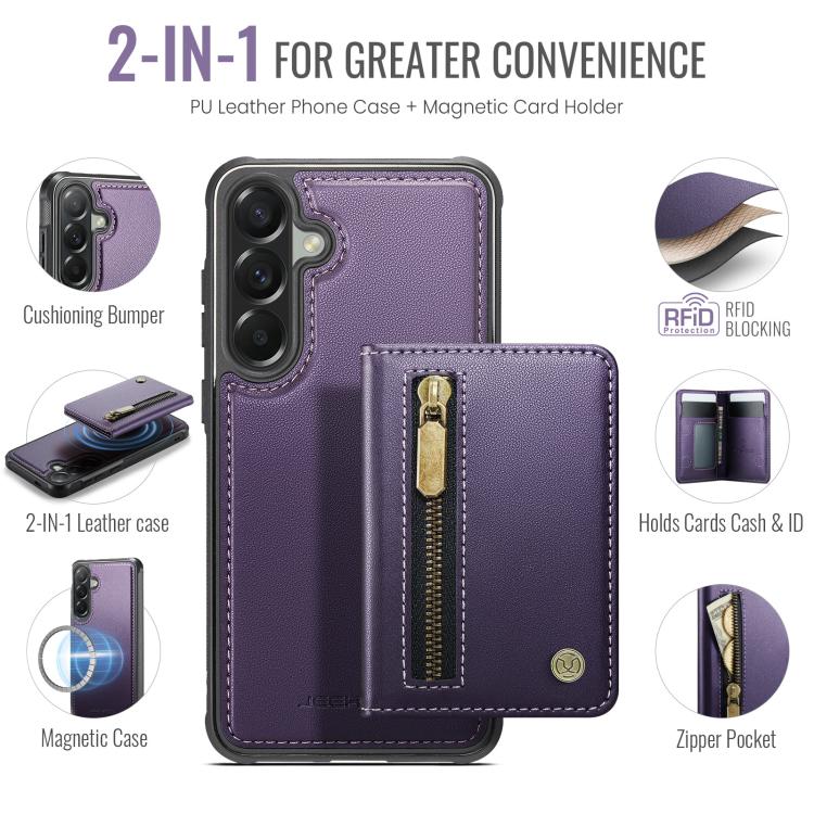 JEEHOOD J12 Esclusiva custodia per telefono con cerniera, protezione RFID e MagSafe, porta carte., For Samsung Galaxy A57 5G, For Galaxy A27 5G, For Samsung Galaxy A56 5G, For Samsung Galaxy A36 5G